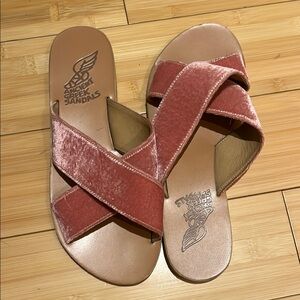 Ancient Greek Sandals Pink Sparkle Sandals